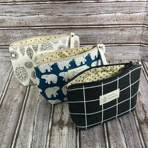 Lot of 3 Natural Style Handmade Cosmetic Bag NEW